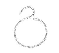 LeCalla Tobilleras de cadena de plata de ley 925 para mujeres y adolescentes, tobilleras básicas de eslabones de cadena, tobilleras de playa, joyería de verano, Plata de ley, No es una piedra preciosa