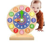 Lecciones de reloj para niños, aprendizaje de relojes para niños | Reloj analógico de madera para niños que aprenden a leer la hora - Juguetes de reloj de tiempo, accesorios educativos tempranos para
