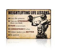 Lecciones De Vida Inspiradoras sobre El Levantamiento De Pesas Cartel De Metal Resistente Y Duradera Placa Metálica Divertido Cartel De Chapa para Pub Pared Balcón 20X30Cm