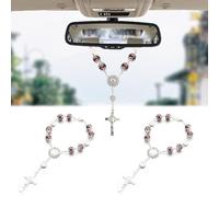 Lecctso 2 accesorios para espejos interiores automotrices, colgante de espejo retrovisor, rosario automático, accesorios universales para la mayoría de los autos, decoraciones interiores para mujeres