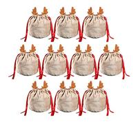 Lecerrot 10 Navidad pequeñas, terciopelo, con cordón, bolsa caramelo tela, bolsa reutilizable Santa Sack, bolsa dulces, bolsa regalo con cordón, regalo para cumpleaños infantiles, 10 unidades
