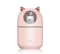 Lecerrot Humidificador portátil | Aceite Esencial con Forma Gato 300 ml | Humidificadores silenciosos y compactos con luz Nocturna para Habitaciones, oficinas, guarderías y Plantas