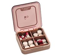 Lecerrot Mini pastilleros portátiles, pastillero semanal pequeño con cuatro compartimentos, pastillero semanal para medicamentos vitamínicos, tabletas, pastillero viaje plegable con