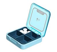 Lecerrot Mini pastilleros portátiles, pastillero semanal pequeño con cuatro compartimentos, pastillero semanal para medicamentos vitamínicos, tabletas, pastillero viaje plegable con