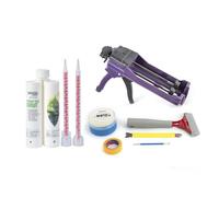 Lechada epoxi y herramientas para azulejos y piedra, resistente al agua, manchas, moho, grietas y productos químicos, listo para usar, fácil de usar (blanco, sin arena, con TK1N)