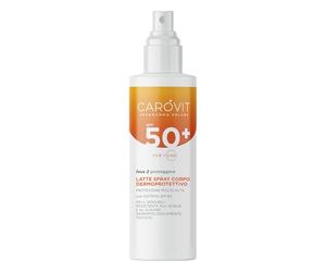 Leche corporal SPF50+ protección solar contra los rayos UVA y UVB+ con acción contrastante envejecimiento piel, Carovit Programa Solar, bote de 200 ml