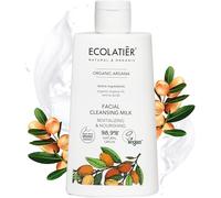 Leche de limpieza facial revitalizante y nutritiva con aceite de argán ecológico ECOLATIER, 250 ml - 98,9% natural, vegano - Limpia y nutre para una piel radiante, con aminoácidos