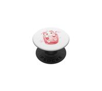 Leche Dulce de Fresa con Gato Kawaii Chibi Ilustración PopSockets PopGrip Adhesivo