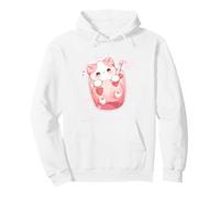 Leche Dulce de Fresa con Gato Kawaii Chibi Ilustración Sudadera con Capucha