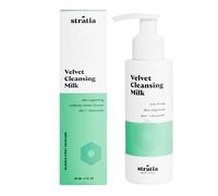 Leche limpiadora Stratia Velvet | Crema limpiadora suave para rostro | Hidratante sin espuma | Aceite de oliva y manzanilla y aloe vera | 4 fl oz