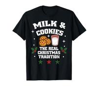 Leche Y Galletas Navidad Santa Navidad Celebración Familiar Camiseta