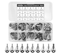 Lechengjia Kit de reparación de puntas de caña de pescar, 40 piezas, 1.6-3.2 mm, punta de caña de acero inoxidable con caja de plástico, anillos guía de cerámica para amantes de la pesca de agua dulce