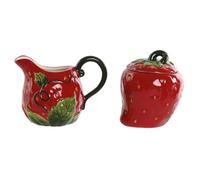Lechera y azucarero Home ESPRIT Rojo Gres 15 x 10 x 11 cm 2 Piezas - Marca: Home ESPRIT - EAN: 8424002161262