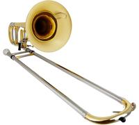 Lechgold QP-25L Trombón Cuarto Latón - Afinación: Bb/F - Campana martillada a mano de latón - Pulsador ergonómico de válvula de madera - Incluye boquilla y estuche ligero con correas de mochila
