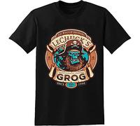 LECHUCKS Grog Monkey Island Pirate tee Round Neck Unisex Tops Men's 100% Cotton Short-Sleeve T-Shirts XXL