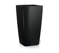Lechuza Cubico Premium 50 - Maceta, set completo, negro muy brillante