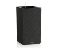 Lechuza - Macetero Canto Slatestone 30 High Dark Grey con Sistema de riego, indicador de Nivel de Agua e inserción, Aspecto Pizarra, 30 x 30 x 56 cm, 15936