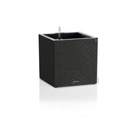 Lechuza - Macetero Canto Slatestone 30 Low LED Dark Grey con Sistema de riego, indicador de Nivel de Agua e Inserto de Planta con Tira de luz LED, Aspecto Pizarra, 30 x 30 x 30 cm, 15933