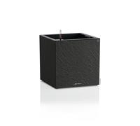 Lechuza - Macetero Canto Slatestone 40 Low Dark Grey con Sistema de riego, indicador de Nivel de Agua e inserción, Aspecto Pizarra, 40 x 40 x 40 cm, 15951