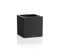 Lechuza - Macetero Canto Slatestone 40 Low LED Dark Grey con Sistema de riego, indicador de Nivel de Agua e Inserto para Plantas con Tira de luz LED, Aspecto Pizarra, 40 x 40 x 40 cm, 15953