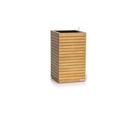 Lechuza - Macetero Palo Natural Wood 45 High de Madera de eucalipto, con Sistema de riego, indicador de Nivel de Agua e Inserto, Superficie de Madera auténtica, 44 x 44 x 77 cm, 16773