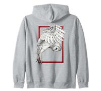 Lechuza Marco Rojo Tatuaje Estético Dotwork, Naturaleza Sudadera con Capucha