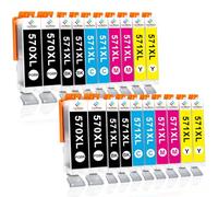 LeciRoba 570 571 - Cartuchos de tinta compatibles con Canon 570BK 571C 571M 571Y cartuchos de tinta para impresoras MG5700 MG6800 MG7700 TS5050 TS6050 TS8050 TS9050 (paquete de 20)
