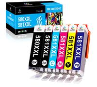 LeciRoba 580XXL 581XXL para Cartuchos de Tinta Canon 580 581 580 XXL 581 XXL para Canon PGI-580XXL CLI-581XXL, para Canon TR7500 TR8500 TS6100 TS6200 TS6300 TS700 TS8200 TS8350 TS9150 (6 Paquetes)