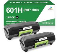 LeciRoba 60F1H00 - Cartucho de tóner de alto rendimiento para Lexmark 601H 60F1H00 para impresoras Lexmark MX310 MX410 MX510 MX511 MX610 MX611 (hasta 10 000 páginas, negro, 2 paquetes)