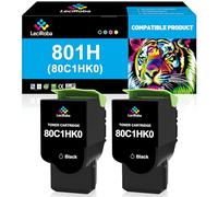LeciRoba 80C1HK0 - Cartucho de tóner remanufacturado negro para Lexmark 801H 80C1HK0 para impresora Lexmark CX410 CX410de CX410dte CX410e CX510 CX510dthe CX510dhe CX510de (hasta 4K páginas, 2 negro)