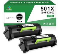 LeciRoba Cartucho de tóner 50F1X00 501X compatible con Lexmark 501X 50F1X00 para MS410dn MS510dn MS610dn MS610dte MS610dtn MS415dn (10.000 páginas de alto rendimiento, paquete de 2 unidades), color