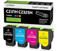 LeciRoba Cartucho de tóner C2325H para Lexmark C231HK0 C231HC0 C231HM0 C231HY0 para Lexmark C2325 C2325dw MC2325adw C2535 C2535dw MC2535adwe C2425 C2425dddw w MC2422 Impresora 5adw C2640 MC2640adwe