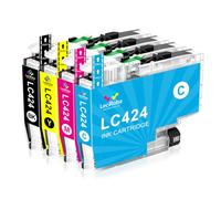 LeciRoba Cartuchos LC424/LC424XL Compatible Brother, Pack de 4 | LC-424BK/C/M/Y, LC-424XLBK/XLC/XLM/XLY, Para DCP-J1200W, Para DCP-J1200WE