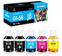 LeciRoba GI-56 - Paquete múltiple de tinta de repuesto compatible con Canon GI56 GI-56 negro, cian, magenta y amarillo, repuesto de tinta embotellada para impresoras MAXIFY GX7050 GX6050 GX5050 GX4050