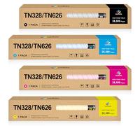 LeciRoba TN328 TN626 28500 - Cartucho de tóner de alto rendimiento de páginas para impresora Konica Minolta Bizhub 250i 300i 360i 450i 550i 650i 750i 7130i (paquete de 4, K/C/M/Y)