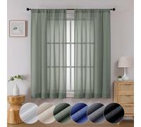 Lecloud Serena Semi Sheer Sage Green Curtains 63 Inch Length Set of 2, Airy & Privacy Farmhouse Curtain for Windows, Dining Room Bedroom Curtain Panels (Each 40 W x 63 L, 2 Panels Set, Sage Green)