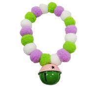 leconpet Collar elástico con pompones para perro, collar decorativo de bola de felpa para cachorros, llamativo collar con pompones para tomar fotos, caminar, deportes al aire libre (XL, verde morado)