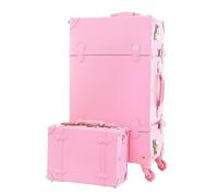 LECOW Maletas Viaje Conjuntos De Equipaje Vintage, Maletas De Viaje De Carcasa Dura con Ruedas Giratorias De 2 Piezas Maleta Equipaje de Mano (Color : Rosa, Size : 12+24inch)