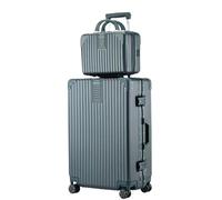 LECOW Maletas Viaje El Equipaje De 2 Pedazos Fija con El Estuche Cosmético Hardside 14in De La Cerradura De Contraseña De Las Ruedas del Hilandero Maleta Equipaje de Mano (Color : Grün, Size : 22in)