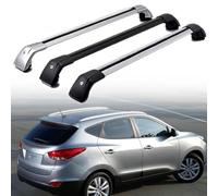 LECREA Barras de Techo para Hyundai Ix35 2010-2022, Aluminio Barra Portaequipajes Transversales Baca Coche con Bloqueo para con Rieles Cerrados,Silver Black-1 Pair