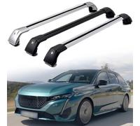 LECREA Barras de Techo para Peugeot 308 SW 2021-2023, Aluminio Barra Portaequipajes Transversales Baca Coche con Bloqueo para con Rieles Cerrados,Silver Black-1 Pair