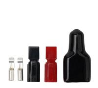 Lecreatekit 30 A 600 V para kit de conector de alimentación estilo anderson con cubierta de goma de PVC, terminales de cobre chapados en plata para carretilla elevadora solar EV, rojo y negro