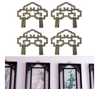 Lecreatekit 4 ganchos de latón antiguo para marcos de fotos, 8 x 4,5 cm, accesorios decorativos para colgar en pintura, espejos, perchas de montaje en pared seguras con tornillos, acabado de bronce