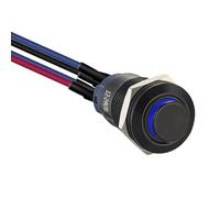 Lecreatekit 5 interruptores de botón de cierre de 12 mm con cable presoldado, interruptor momentáneo de metal impermeable IP66 para timbre automotriz, color negro