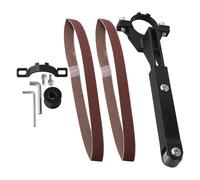 Lecreatekit Adaptador de amoladora angular a lijadora de banda para amoladoras de 100 mm y 125 mm, kit de soporte de lijado de metal con 6 correas y llaves para herramientas de pulido de carpintería