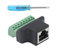 Lecreatekit Adaptador de bloque de terminales de tornillo RJ45 hembra a 8 pines, conector de red verde para Cat5 Cat5e para cables Cat6 Cat7 con destornillador