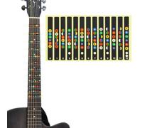 Lecreatekit Calcomanía para diapasón de guitarra, tabla educativa para práctica de aprendizaje, guía laminada colorida para principiantes