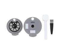 Lecreatekit Cápsula de café reutilizable para Bosch Tassimo, capacidad de 12 g con tapas de 60 ml y 180 ml, cuchara y cepillo, taza recargable de plástico gris