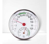 Lecreatekit Combo de termómetro e higrómetro de sauna, temperatura de 0 a 120 °C y medidor de humedad de 0 a 100 %, grande para sensor de metal para sala de vapor, invernadero, monitoreo de spa en