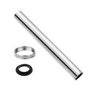 Lecreatekit Extensión de tubo de sifón de acero inoxidable con tuerca de latón, conexión de drenaje cromada para cocina y baño, rosca de 1.57 pulgadas